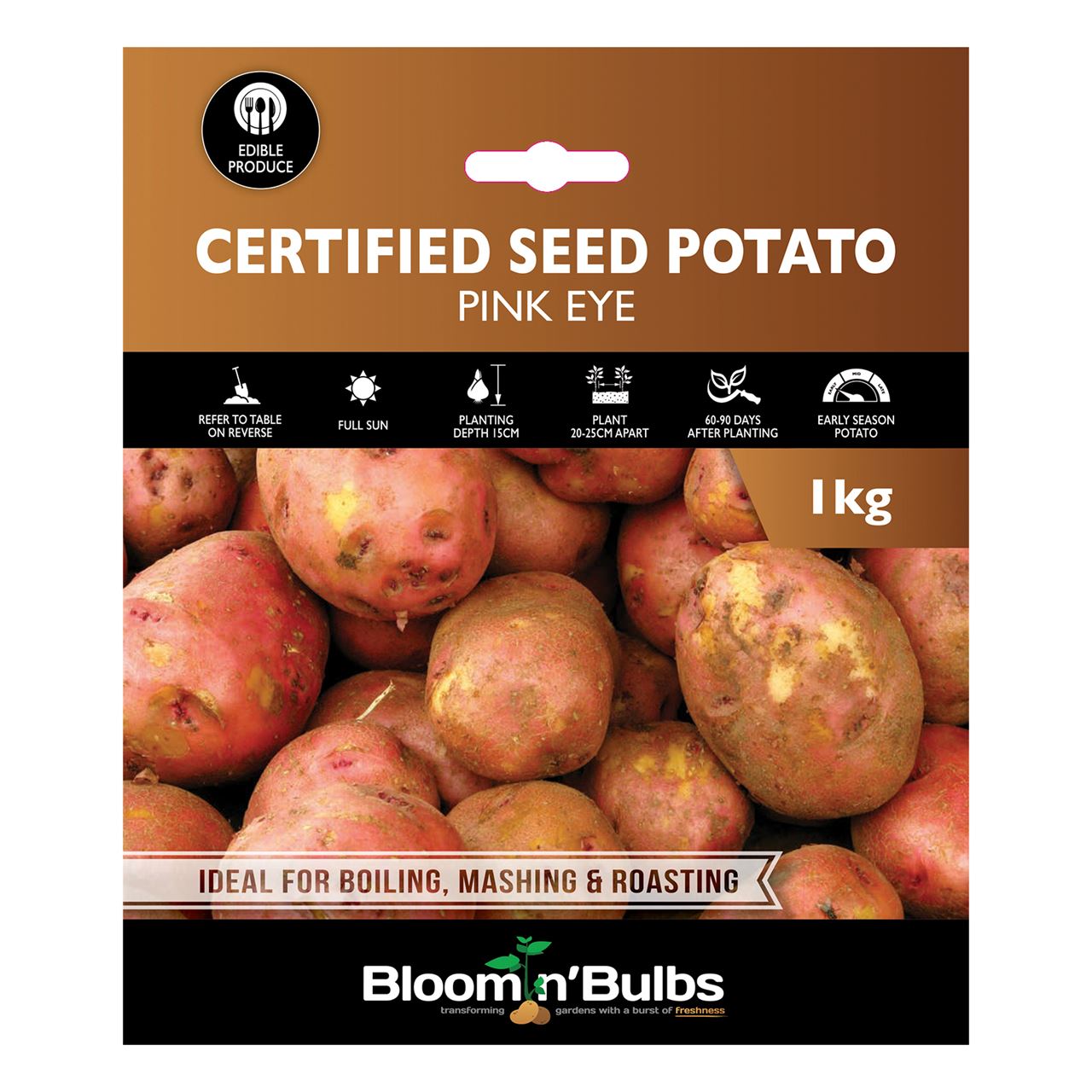 Bloomin Bulbs. CERT. SEED POTATOPINK EYE 1kg